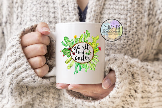 Sit on a Cactus- Ceramic Sub 15oz Coffee Mug